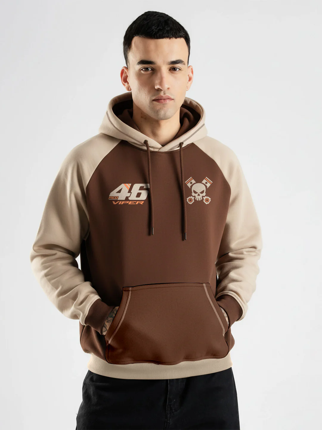 Red Viper Oversized Hoodie - Brown & Beige - Image 2