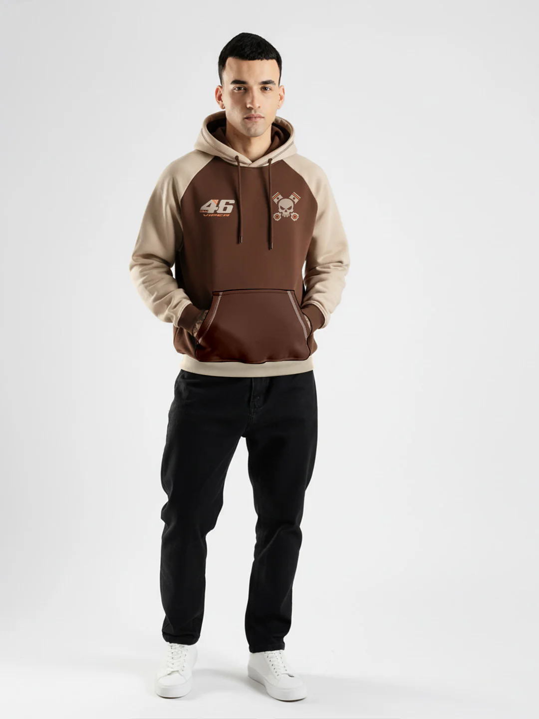Red Viper Oversized Hoodie - Brown & Beige - Image 4