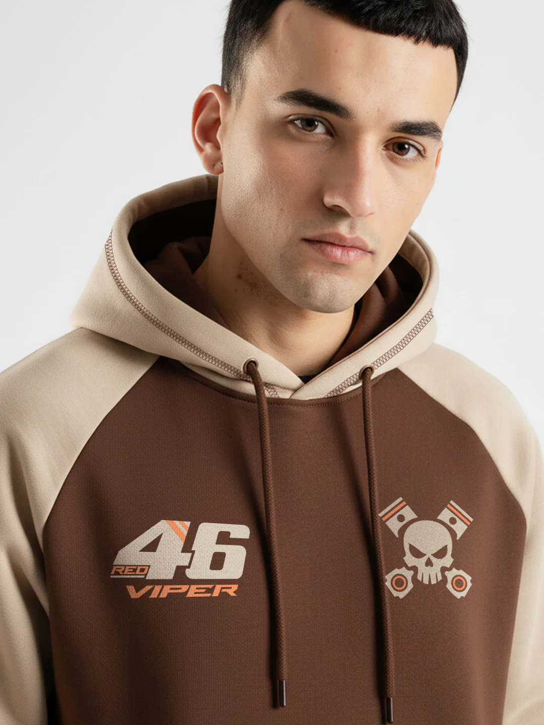 Red Viper Oversized Hoodie - Brown & Beige - Image 5
