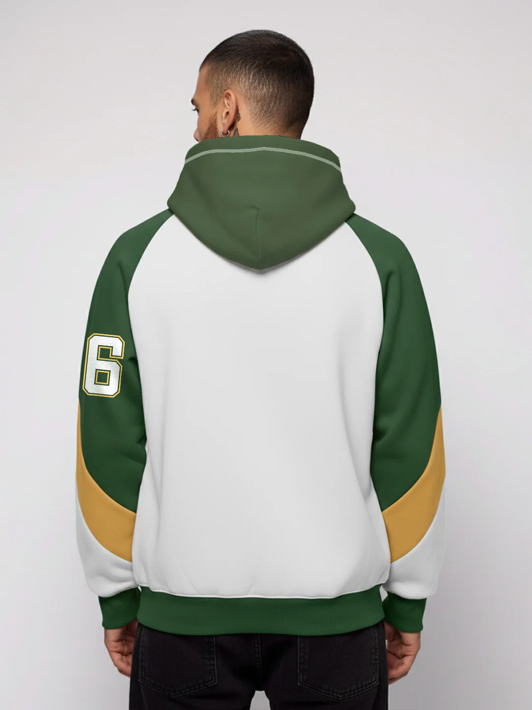 Manhattan Oversized Hoodie - Off White, Green & Yellow - Image 3