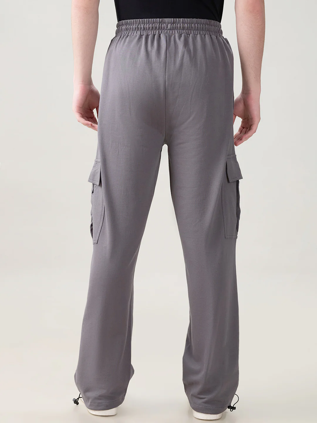 Plain Oversized Cargo Joggers - Grey - Image 2