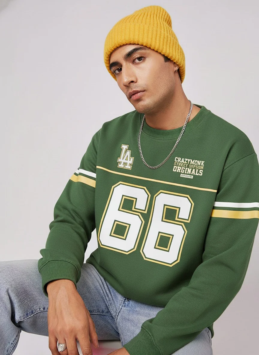 Los Angles Oversized Sweatshirt - Bottle Green - Image 3