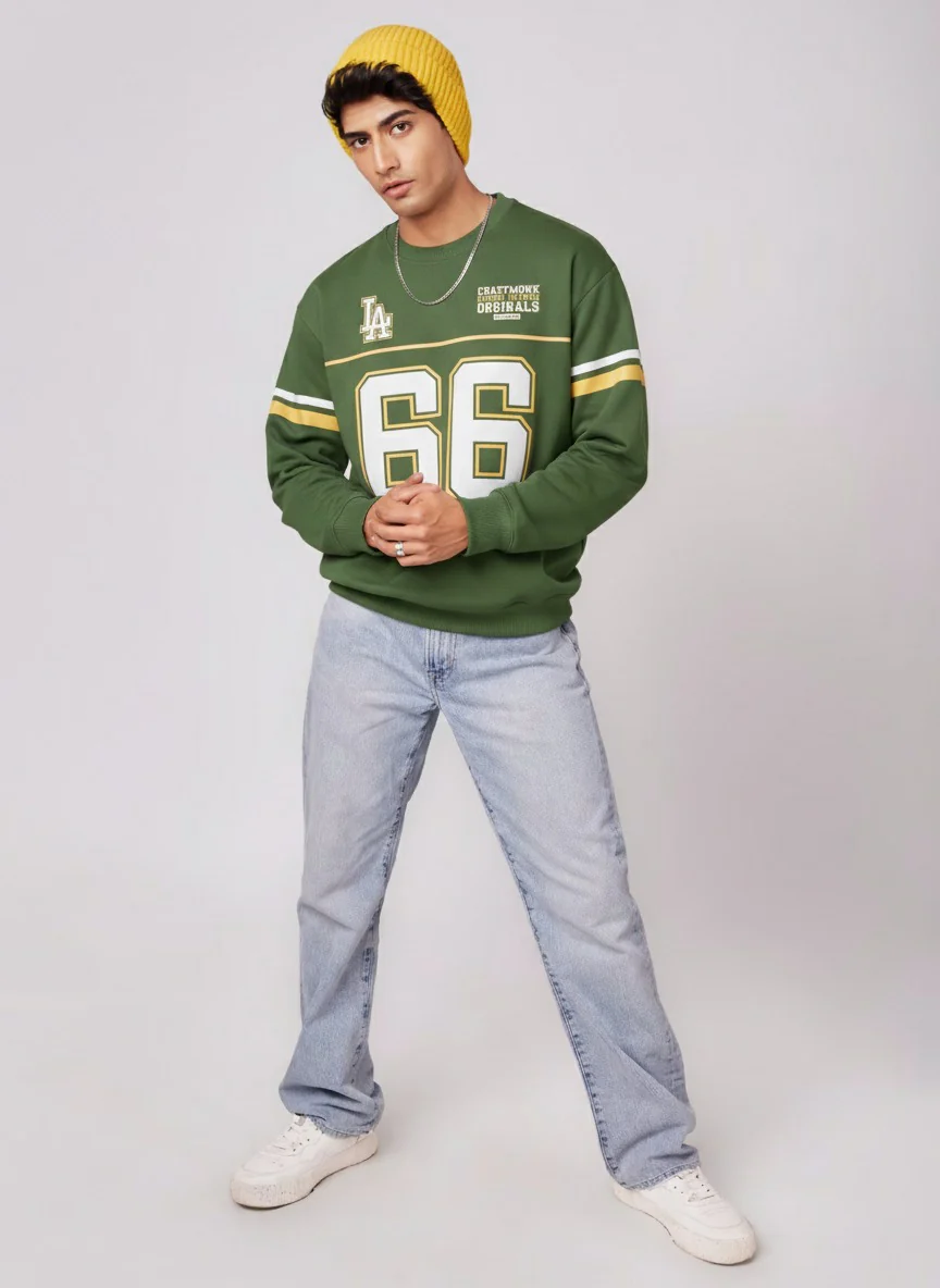 Los Angles Oversized Sweatshirt - Bottle Green - Image 4