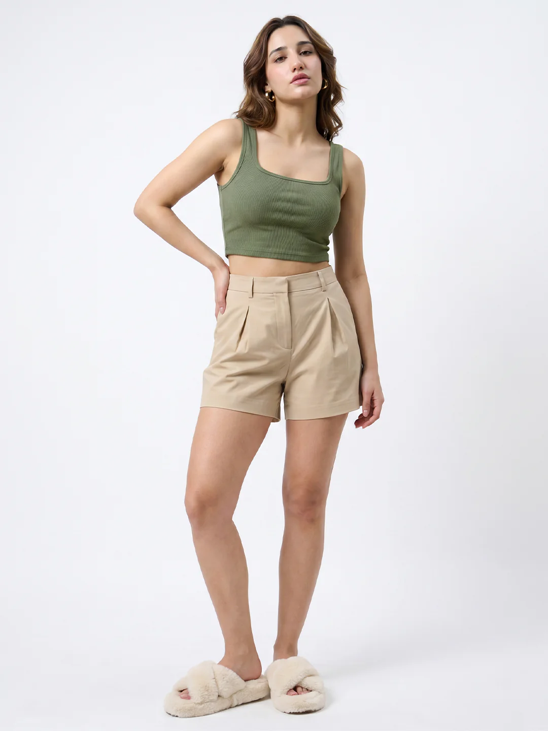 Women's Plain Crop Top - Green - Image 3
