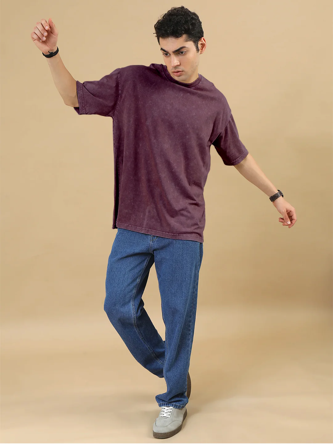 Plain Acid Wash Oversized T-Shirt - Grapeade - Image 4
