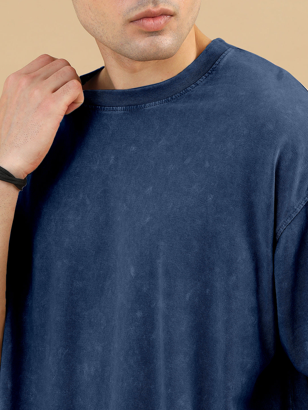Plain Acid Wash Oversized T-Shirt - Navy Blue - Image 6