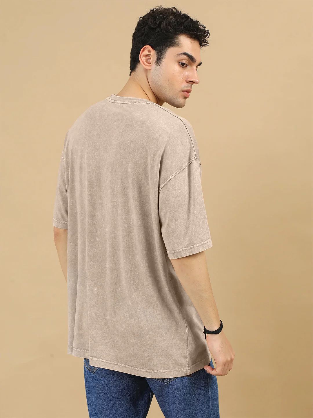 Plain Acid Wash Oversized T-Shirt - Quick Sand - Image 2