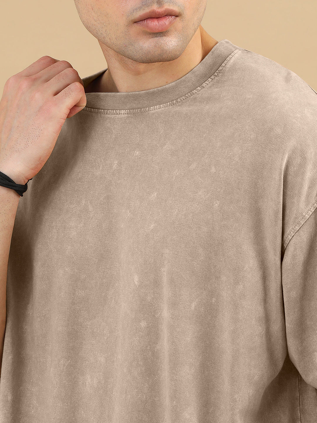 Plain Acid Wash Oversized T-Shirt - Quick Sand - Image 6