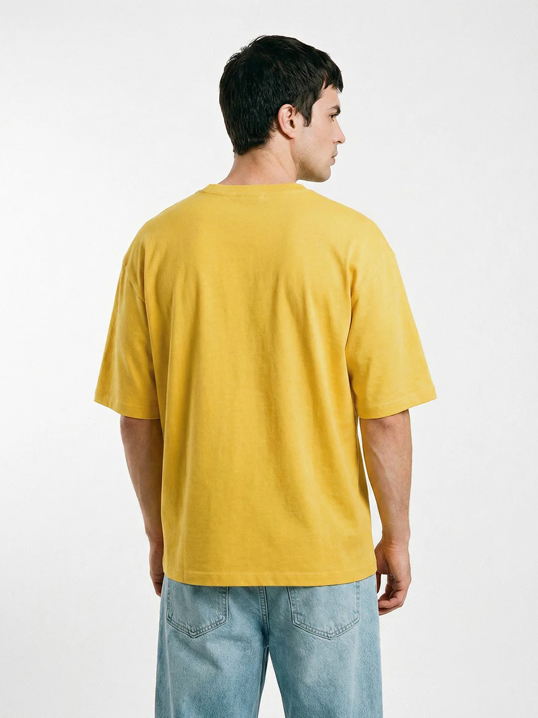 Plain Oversized T-Shirt - Yellow & White - Image 2