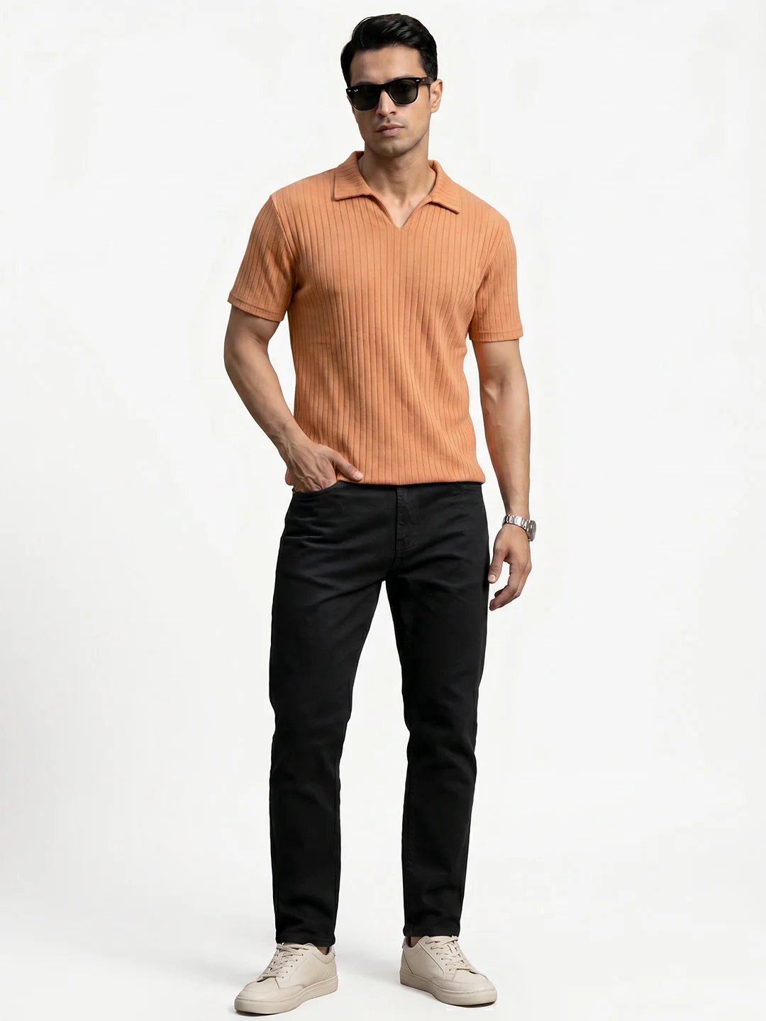 Rust Wave Regular Polo T-Shirt - Rust - Image 3