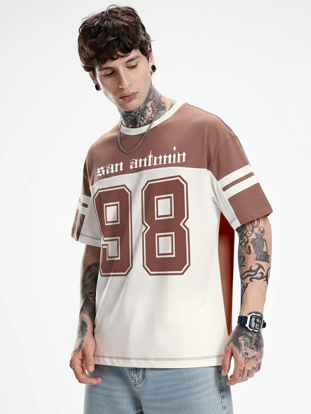 San Antonio Oversized T-Shirt - Rust & Off White - Image 3