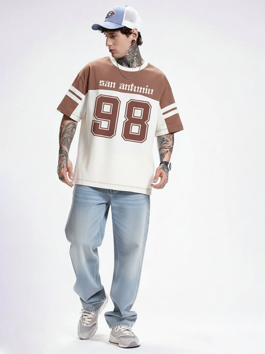 San Antonio Oversized T-Shirt - Rust & Off White - Image 4