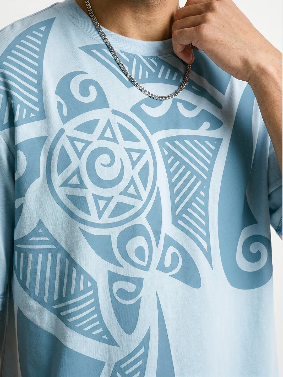 Slow Life Oversized T-Shirt - Contrast 4 Thread - Sky Blue - Image 4