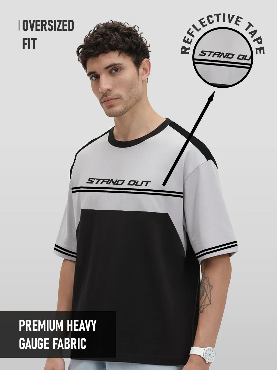 Stand Out Oversized T-Shirt - Black & LT.Grey