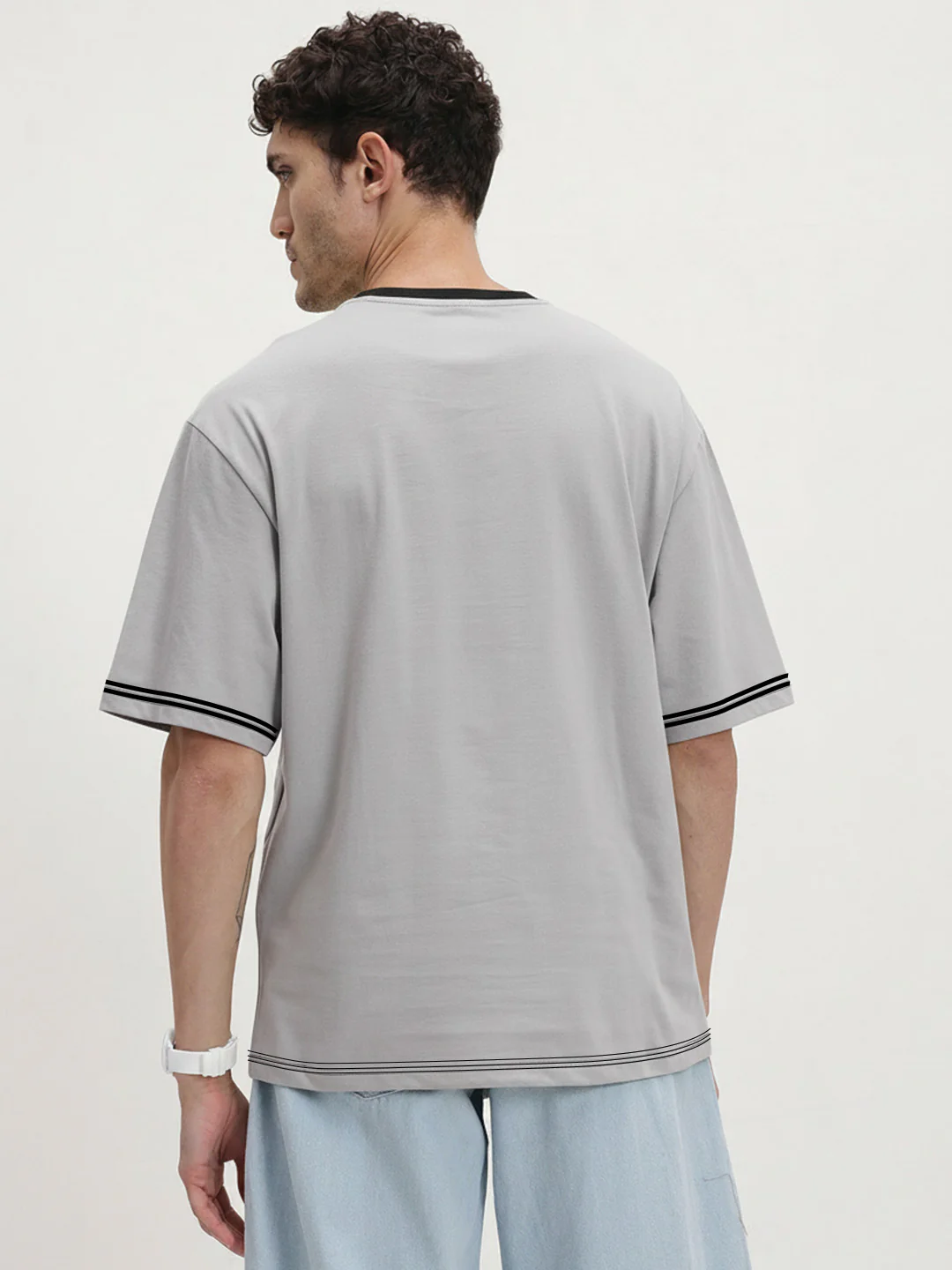 Stand Out Oversized T-Shirt - Black & LT.Grey - Image 3