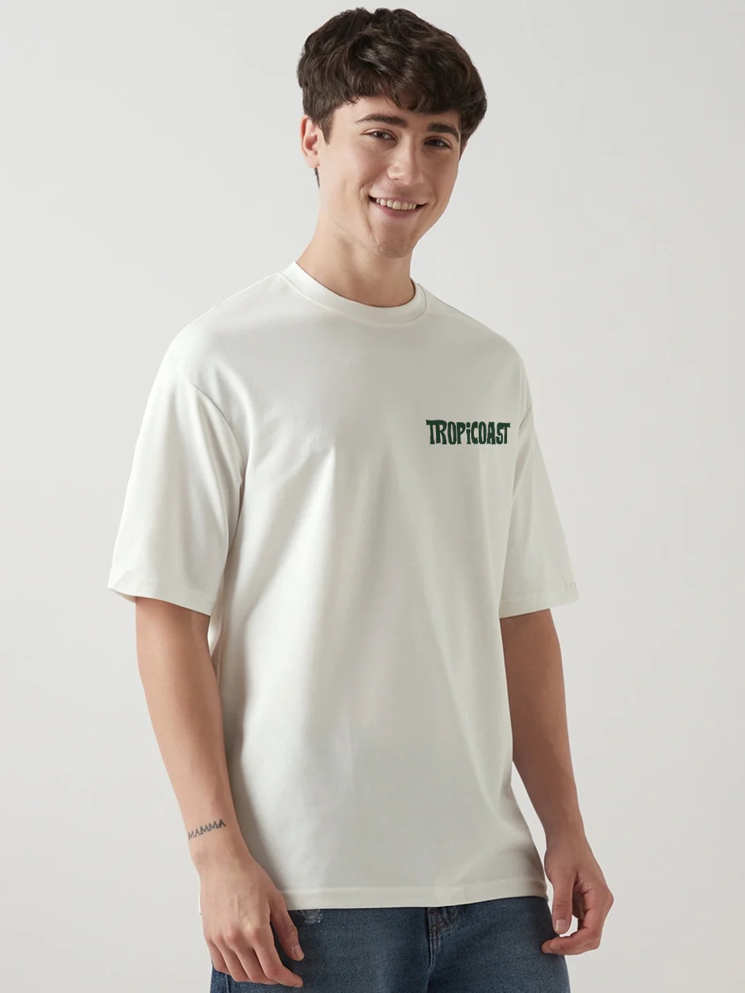 Tropicoast Graphic Printed Oversized T-Shirt - Off White - Image 2