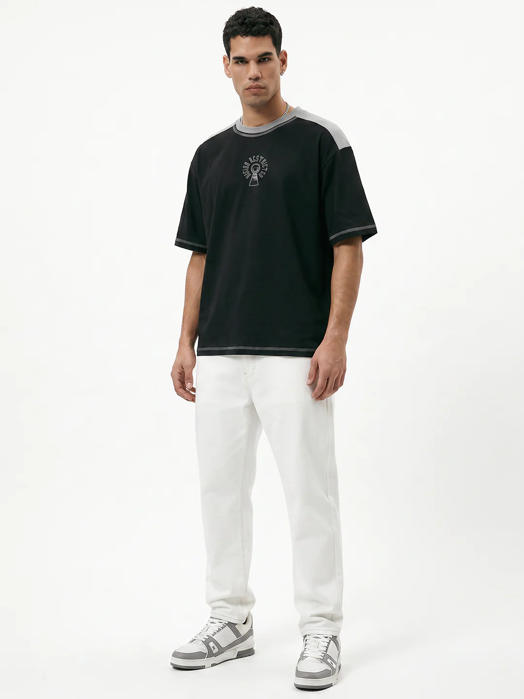 Vision Restricted Oversized T-Shirt - Black & L.T.Grey - Image 3