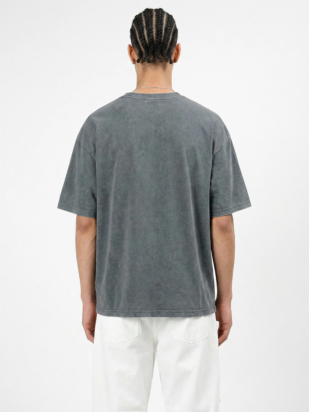 World Wide Acid Wash Oversized T-Shirt - Steel Grey - Image 2