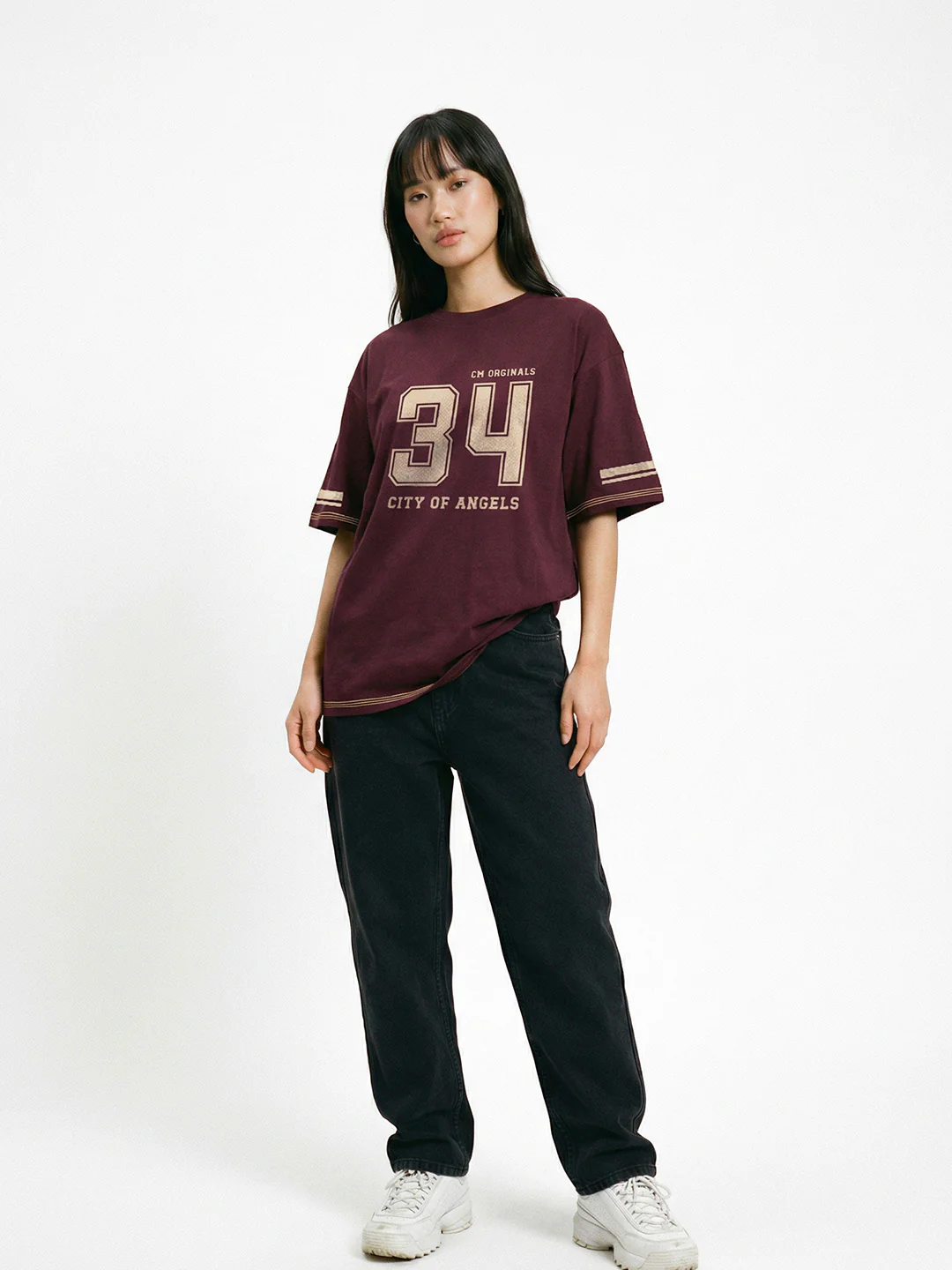 City of Angels Women Oversized T-Shirt - Maroon - Image 3