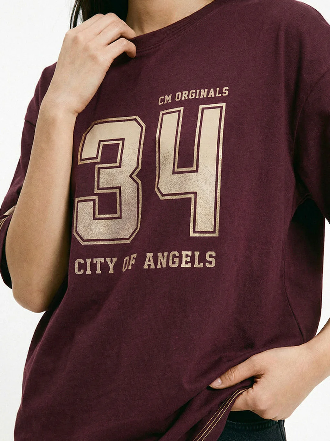 City of Angels Women Oversized T-Shirt - Maroon - Image 4