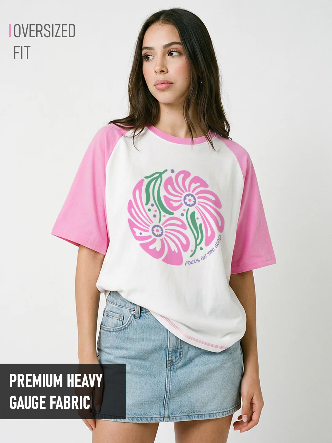 Focus on the Good Women Oversized T-Shirt - Multi Color