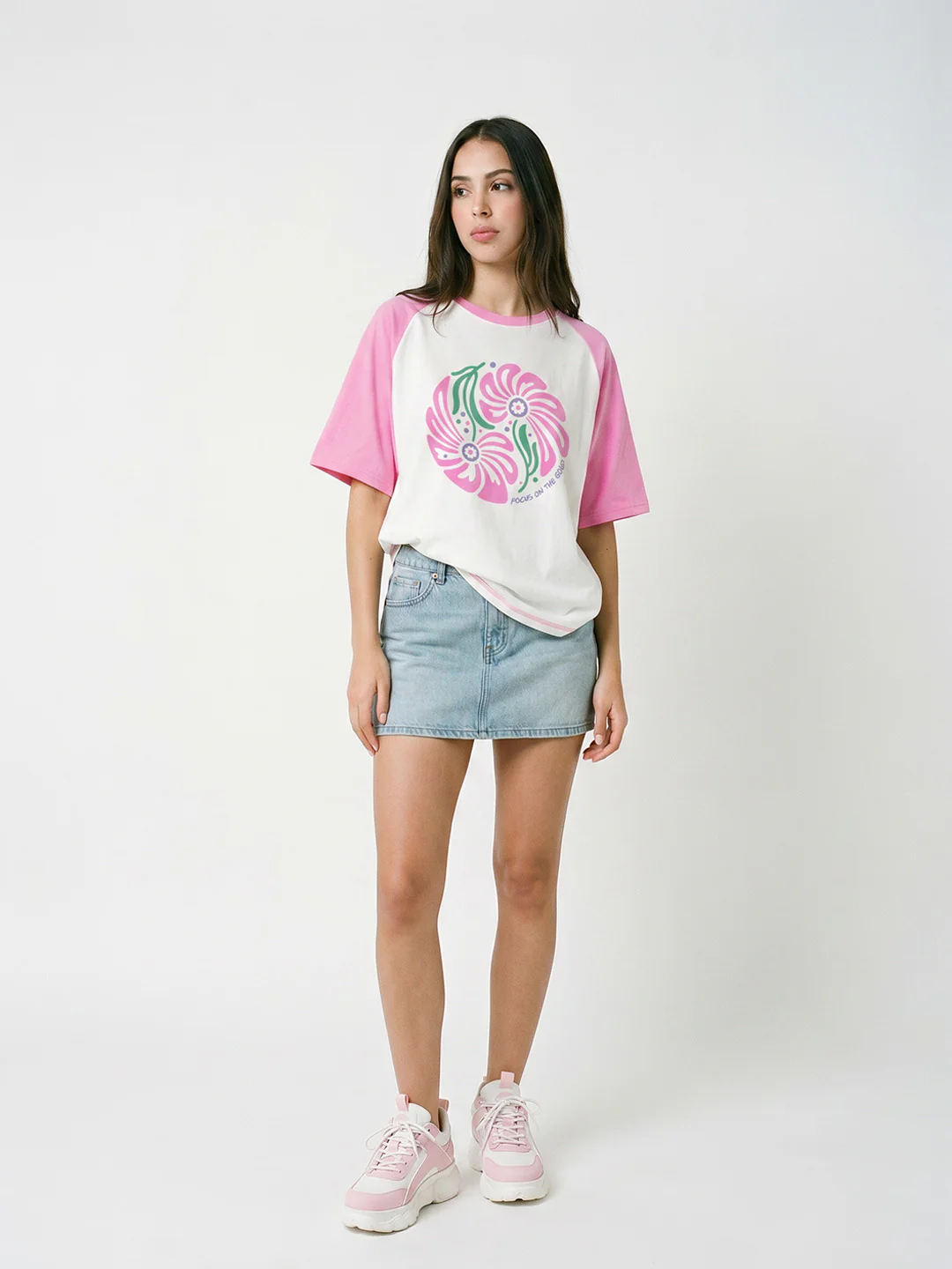 Focus on the Good Women Oversized T-Shirt - Multi Color - Image 3