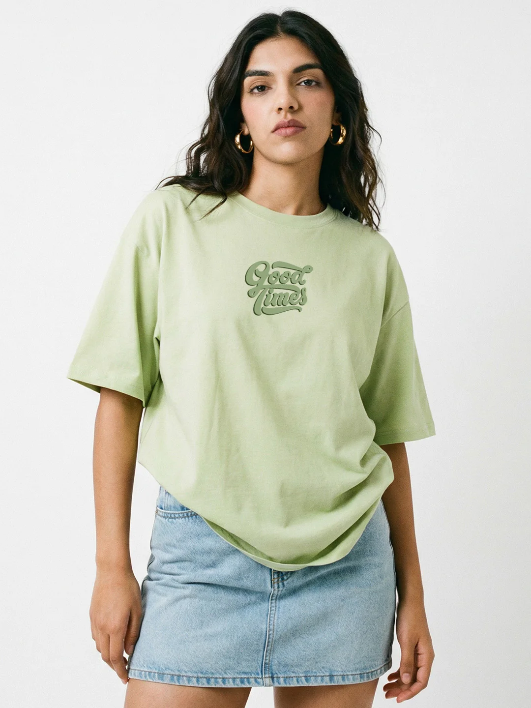 Let the Good Times Roll Women Oversized T-Shirt - Pista Green - Image 2