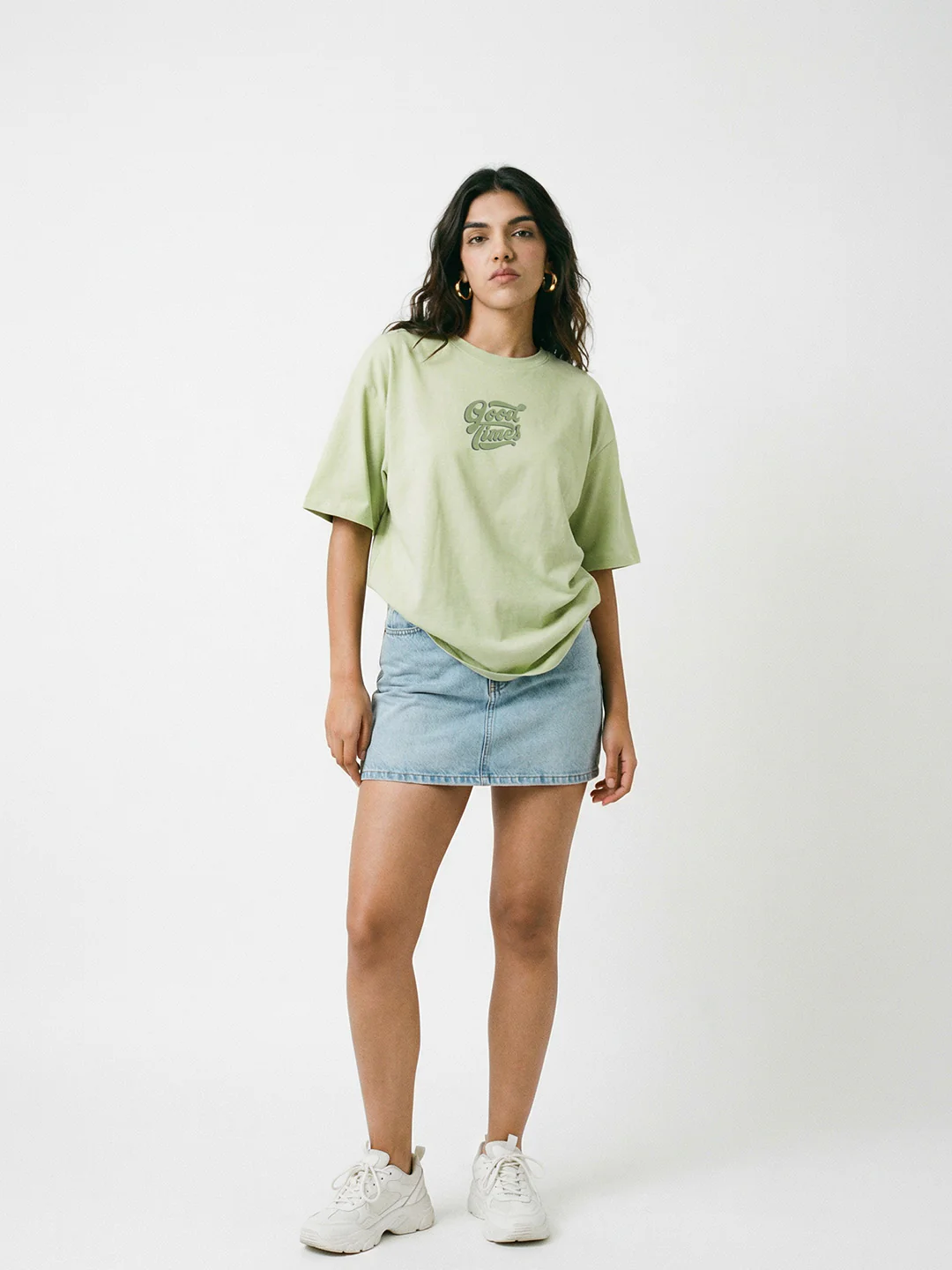 Let the Good Times Roll Women Oversized T-Shirt - Pista Green - Image 3