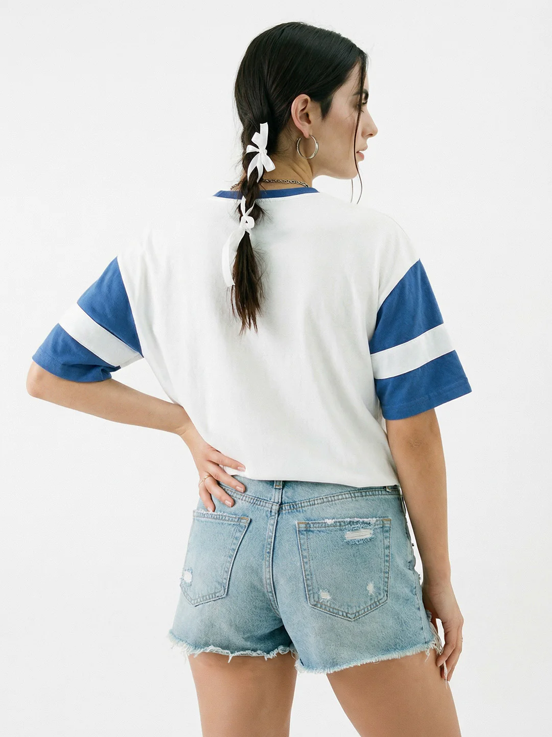 Old Fashioned Women's Oversized T-Shirt - White/Royal Blue - Image 2