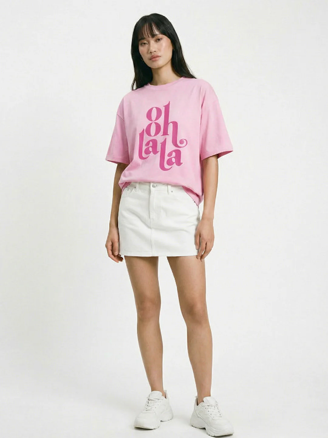 Ooh La La Women Oversized T-Shirt - Pink - Image 3