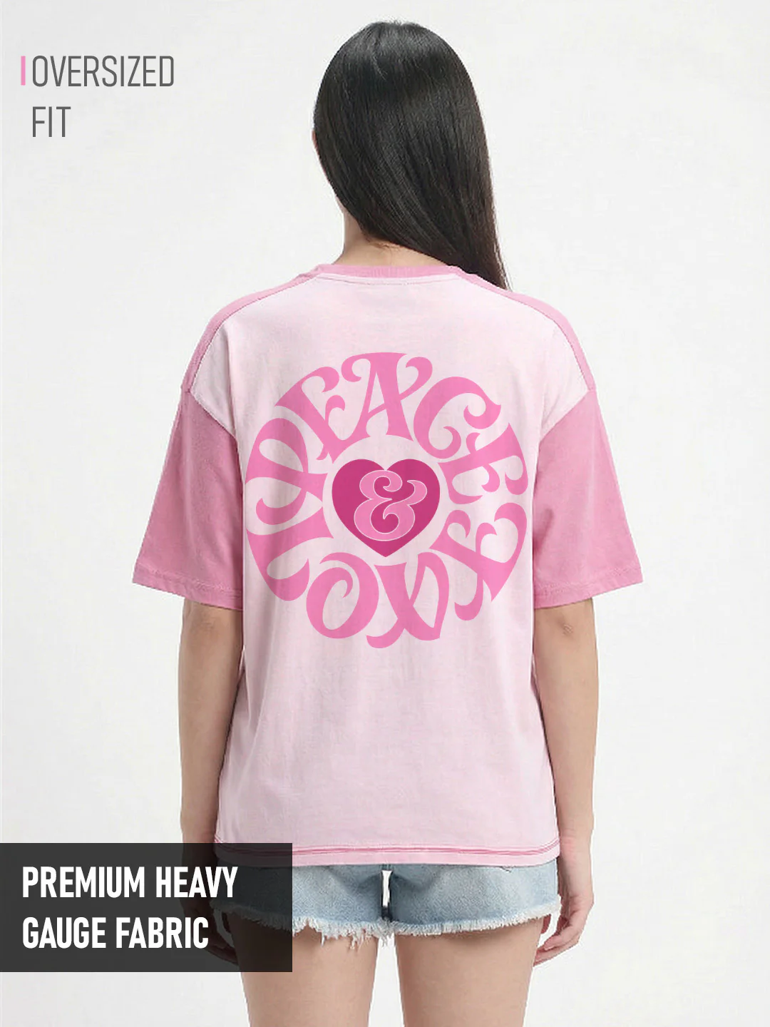 Peace and Love Women Oversized T-Shirt - Multi Color
