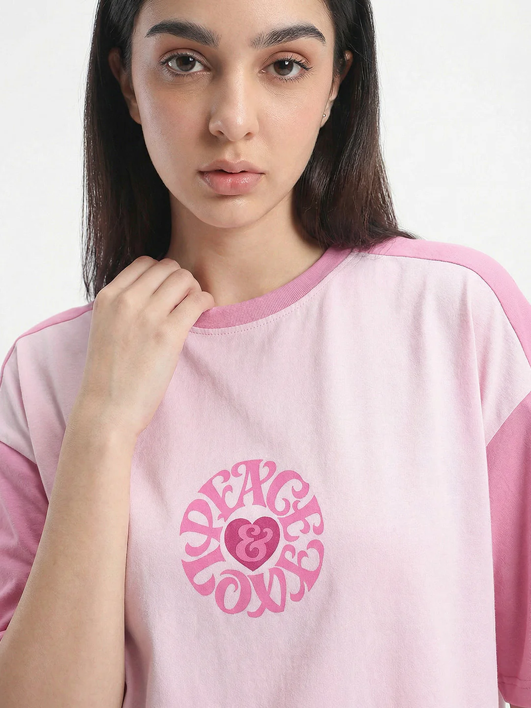 Peace and Love Women Oversized T-Shirt - Multi Color - Image 4