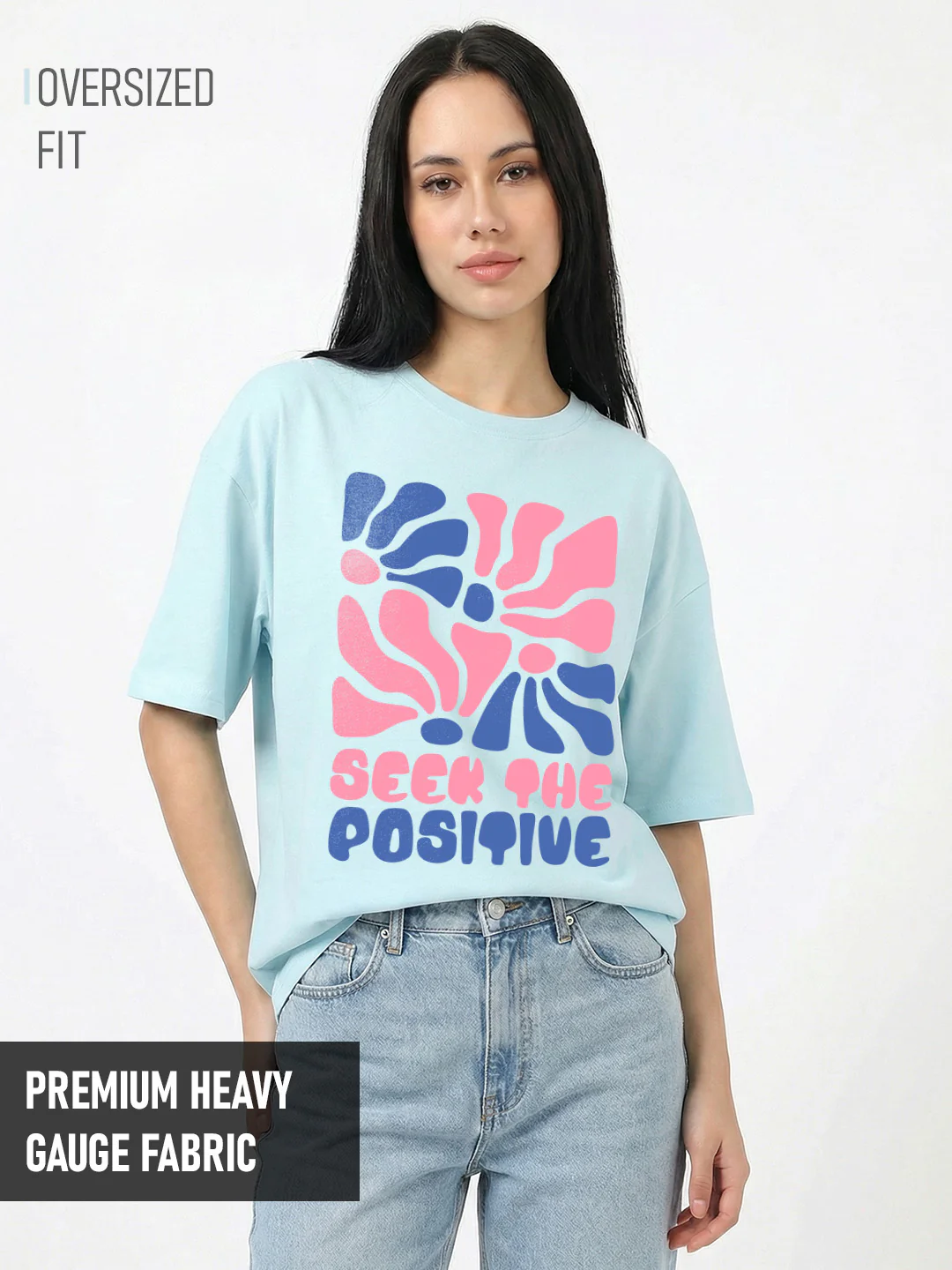 Seek the Positive Women Oversized T-Shirt - Sea Blue