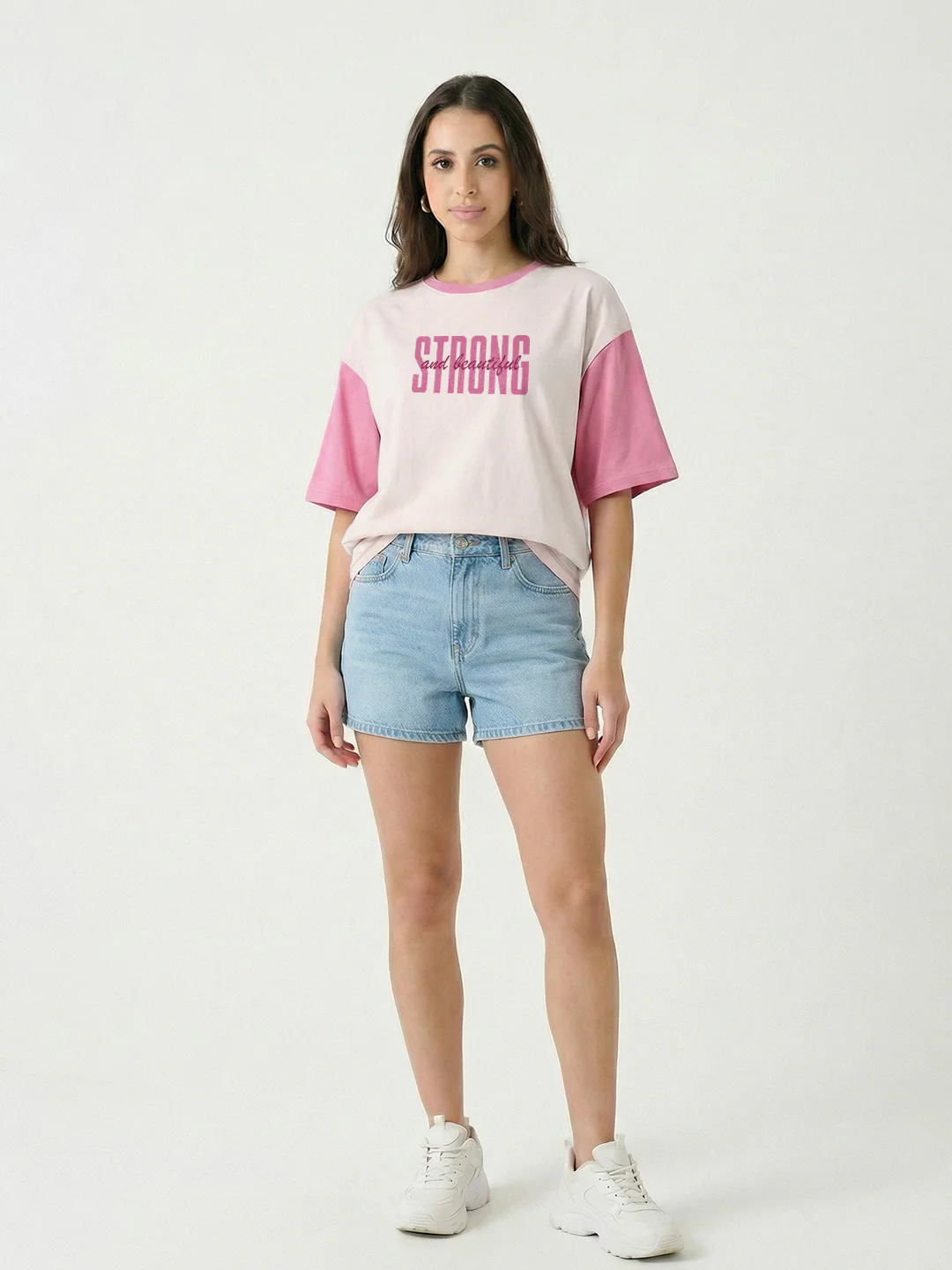 Strong and Beautiful Women's Oversized T-Shirt - Light Pink/Pink - Image 3