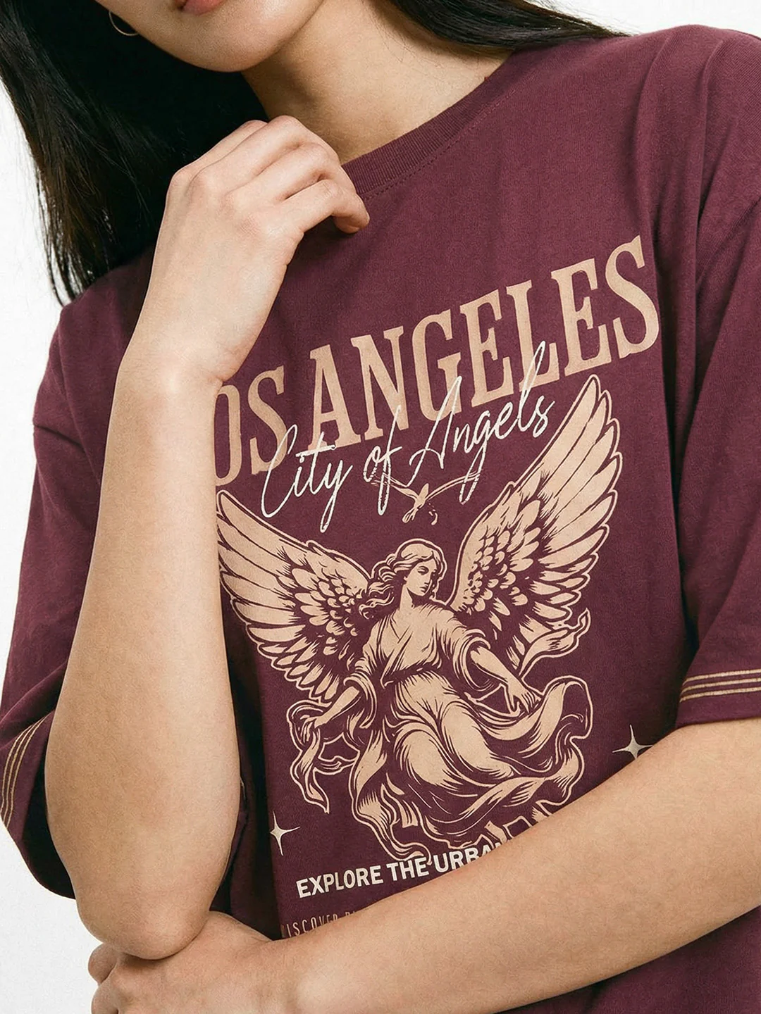 Urban Paradise Women's Oversized T-Shirt - Maroon 5 Thread - Image 4