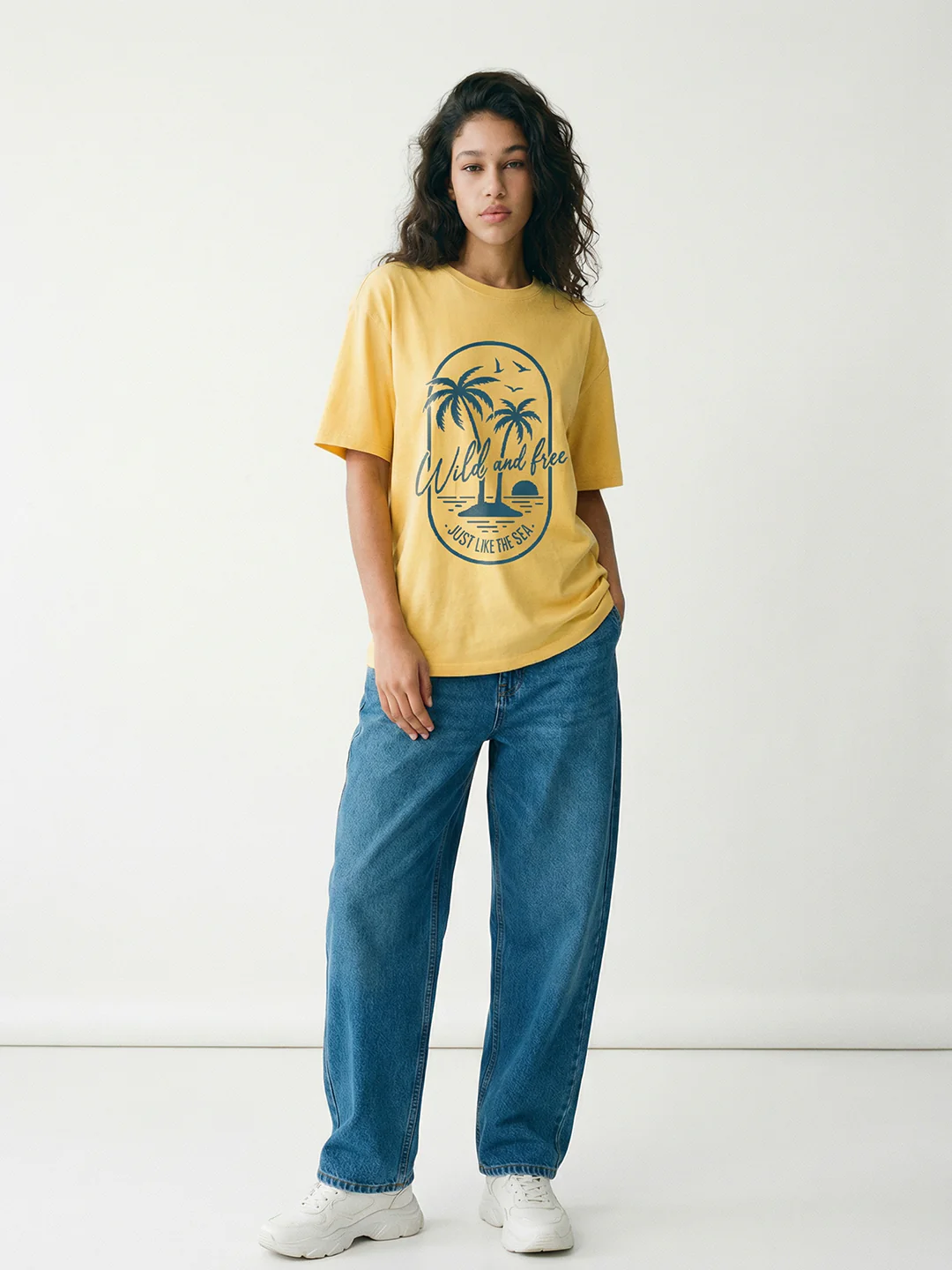 Wild and Free Women Oversized T-Shirt - Multi Color - Image 3