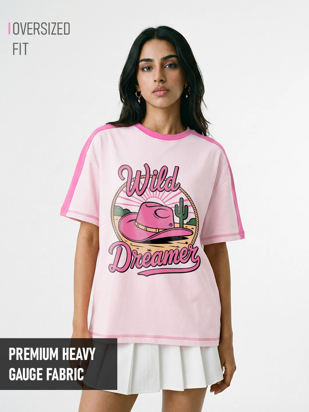 Wild Dreamer Women Oversized T-Shirt - Pink & LT Pink