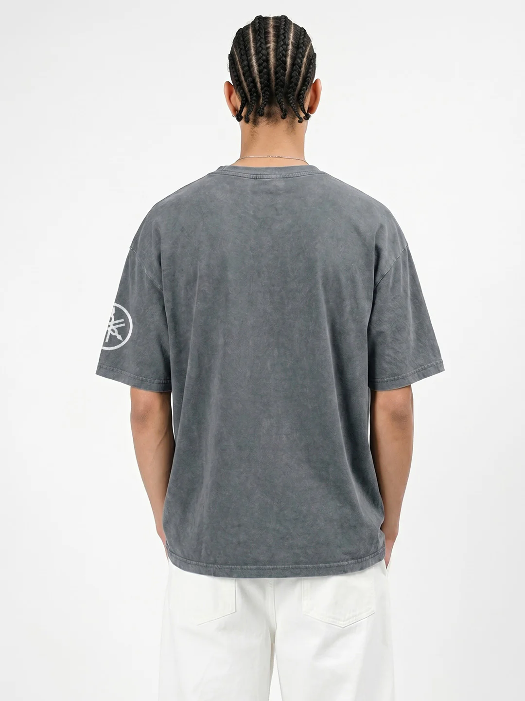 Yamaha Printed Acid Wash Oversized T-Shirt - Steel Grey - Image 2