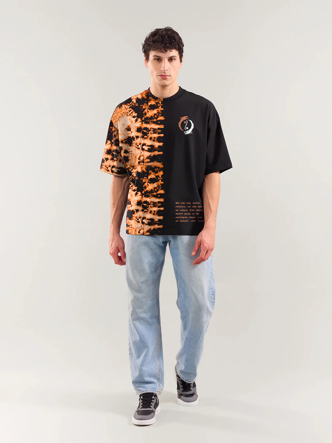 Ying Yang Graphic Printed Oversized T-Shirt - Tiedye - Image 3