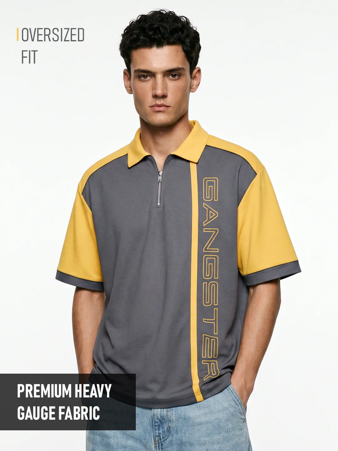 Gangster Oversized Polo T-Shirt - Multi Color