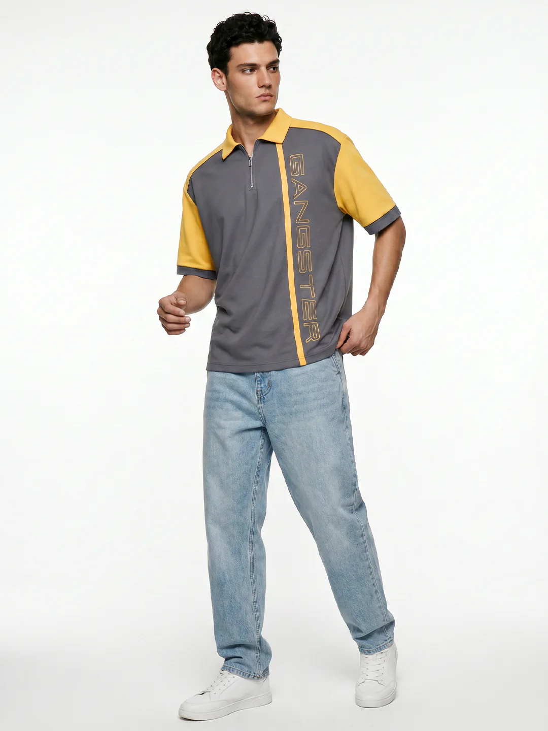Gangster Oversized Polo T-Shirt - Multi Color - Image 3
