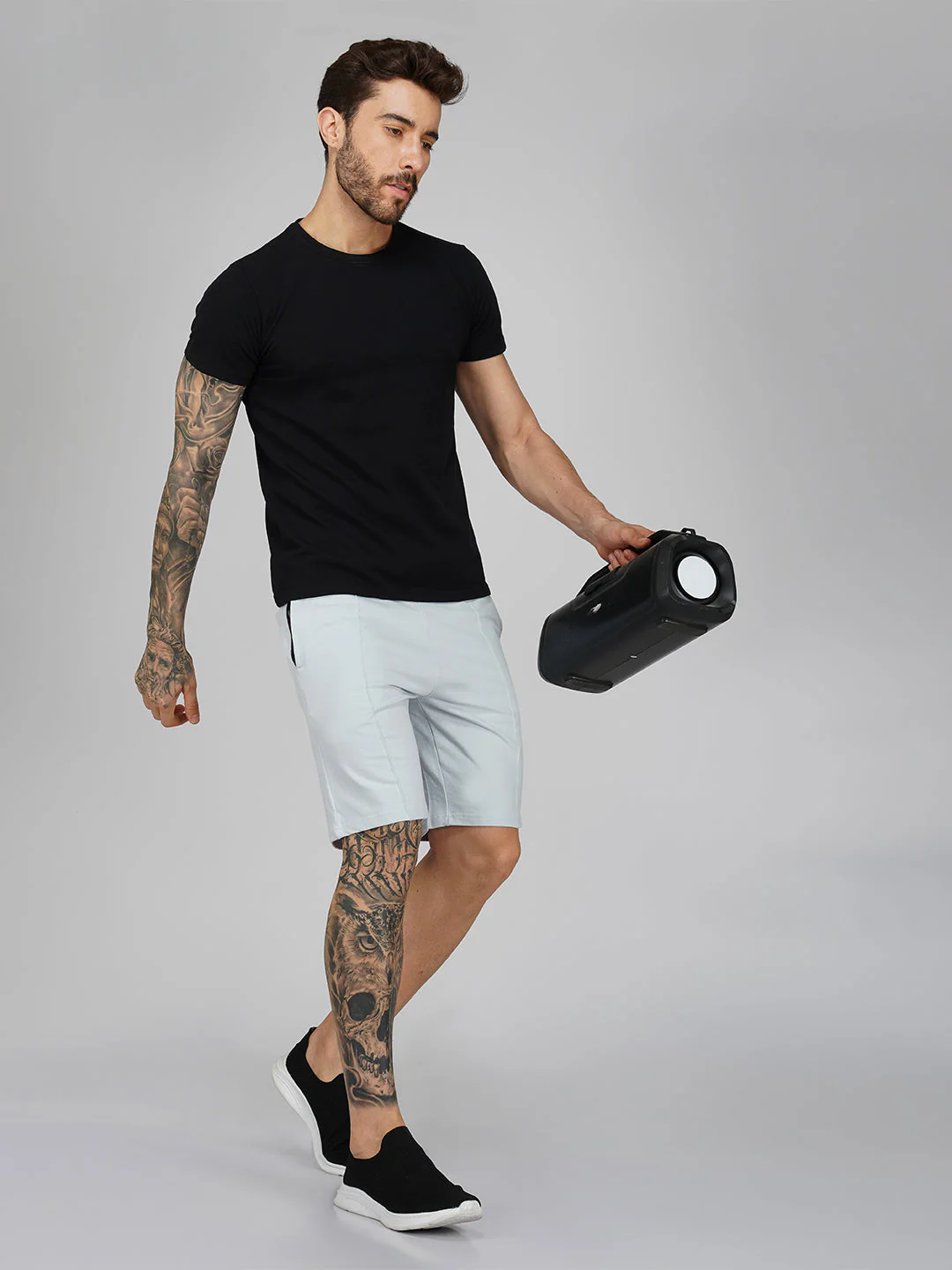Ice Blue Plain Shorts - Image 5