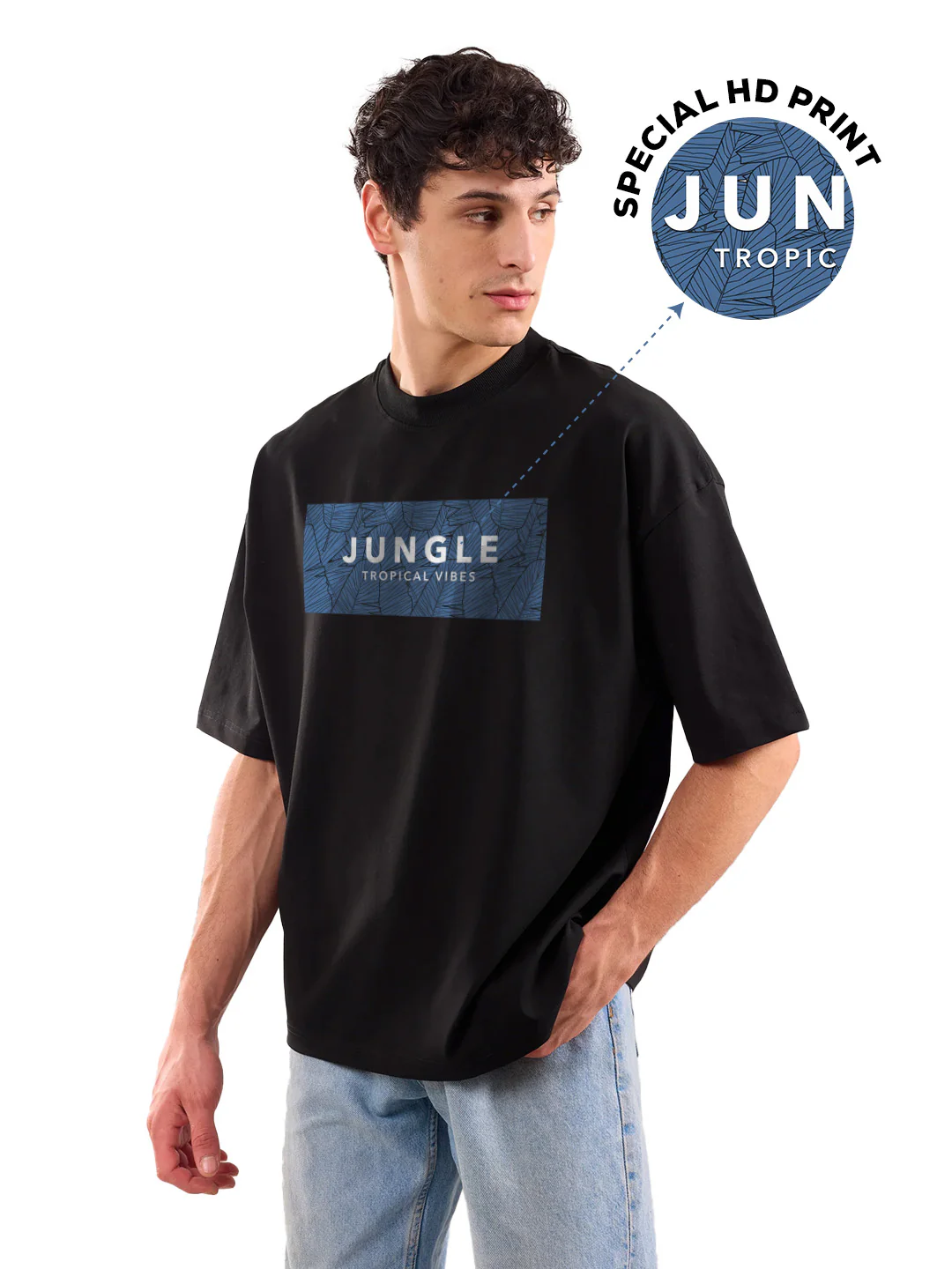 Jungle Vibes Oversized T-Shirt - Black