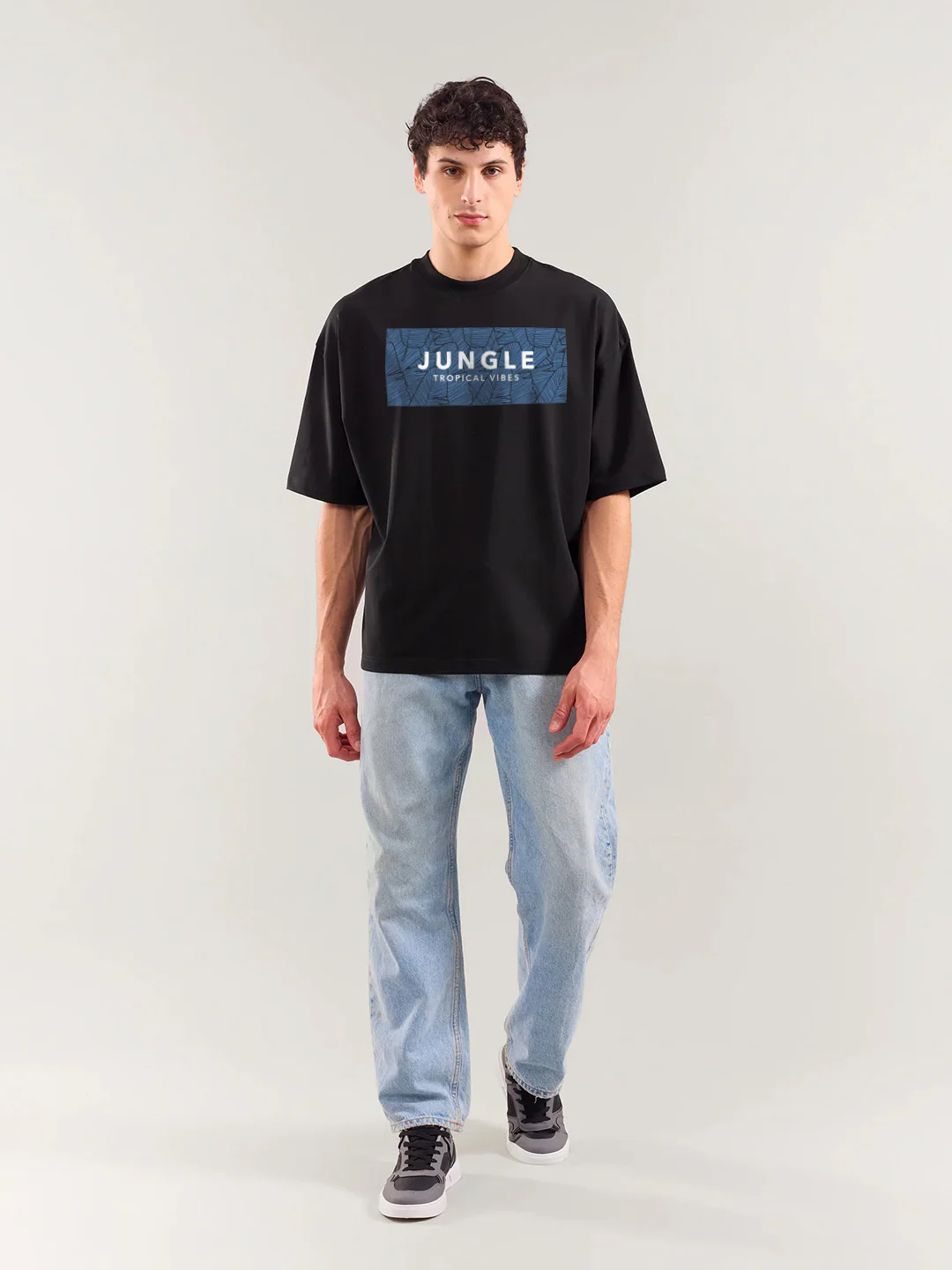 Jungle Vibes Oversized T-Shirt - Black - Image 3
