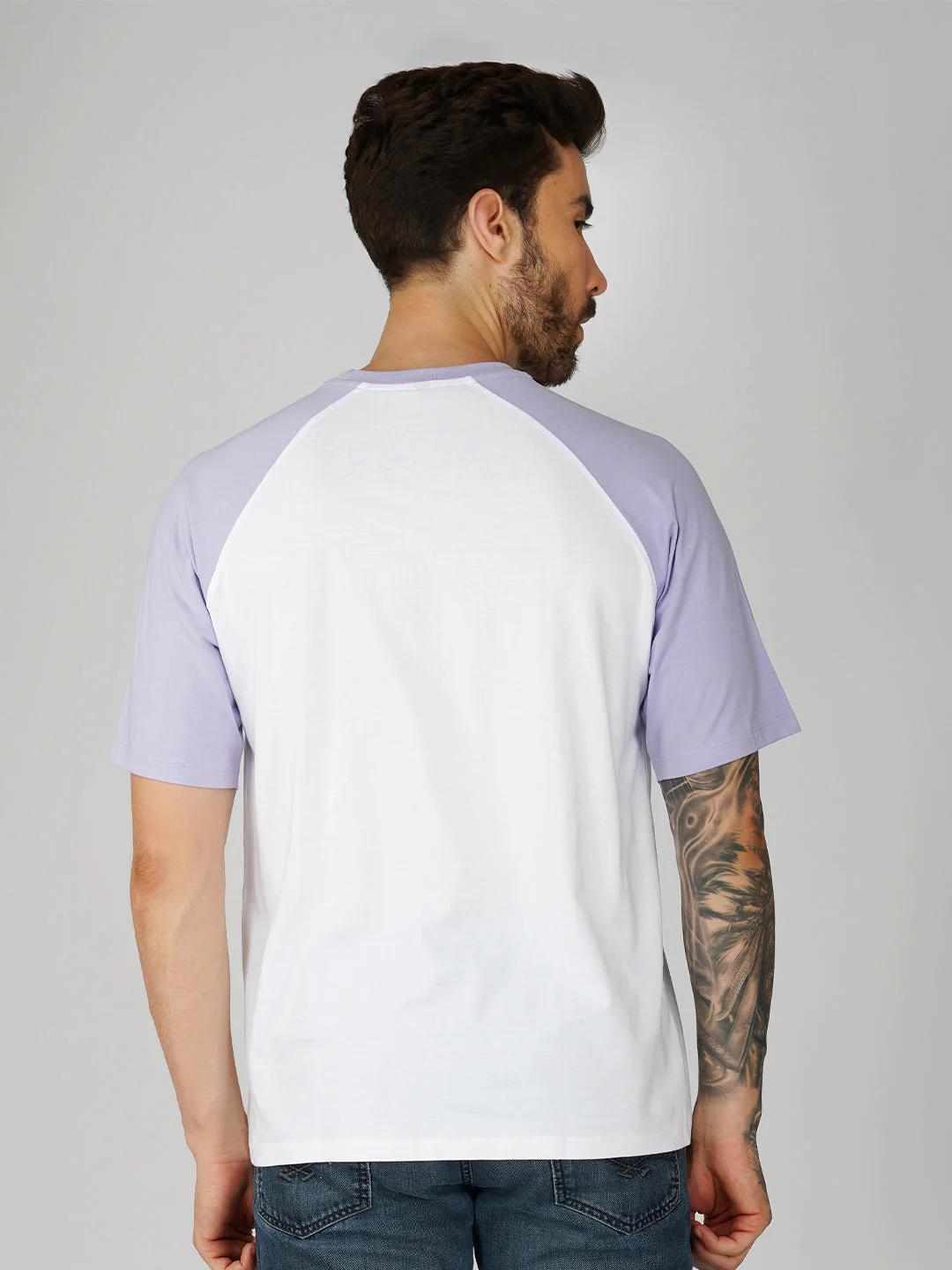 Lilac With White Raglan Oversized T-Shirt - Image 3