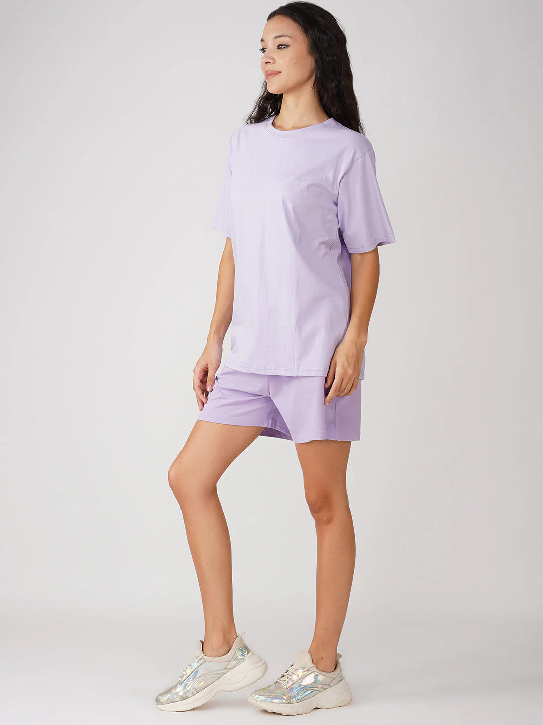 Lilac Night Suit with Shorts - Image 3