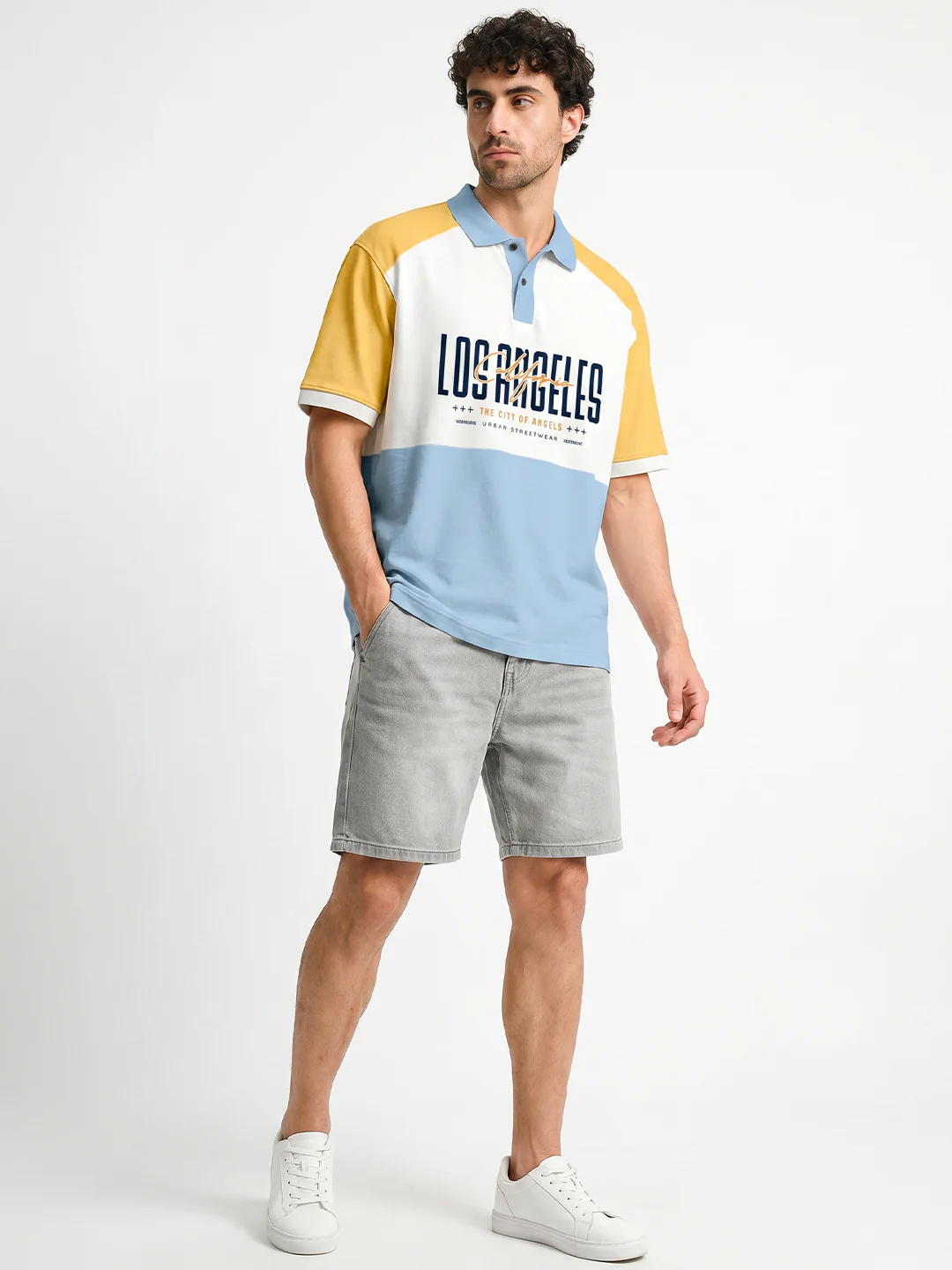 Los Angeles Oversized Polo T-Shirt - Multi Color - Image 3