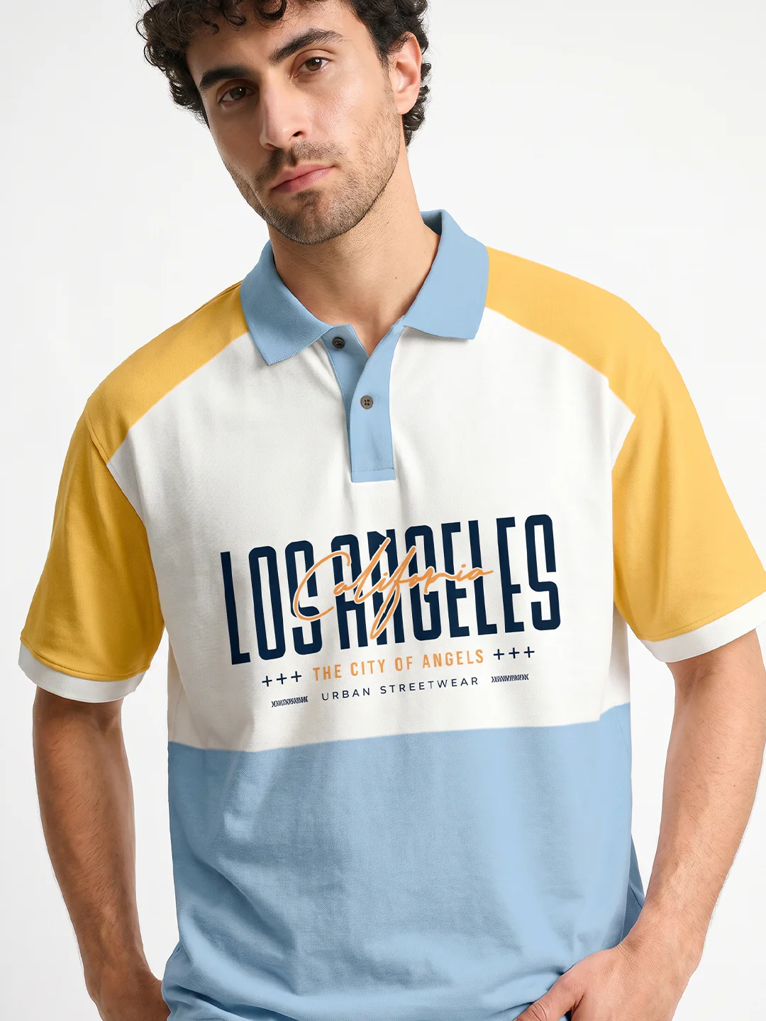 Los Angeles Oversized Polo T-Shirt - Multi Color - Image 4