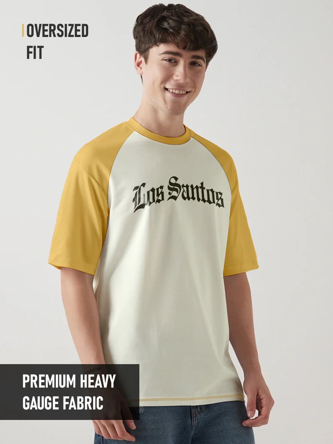 Los Santos Oversized T-Shirt - Off white & Yellow