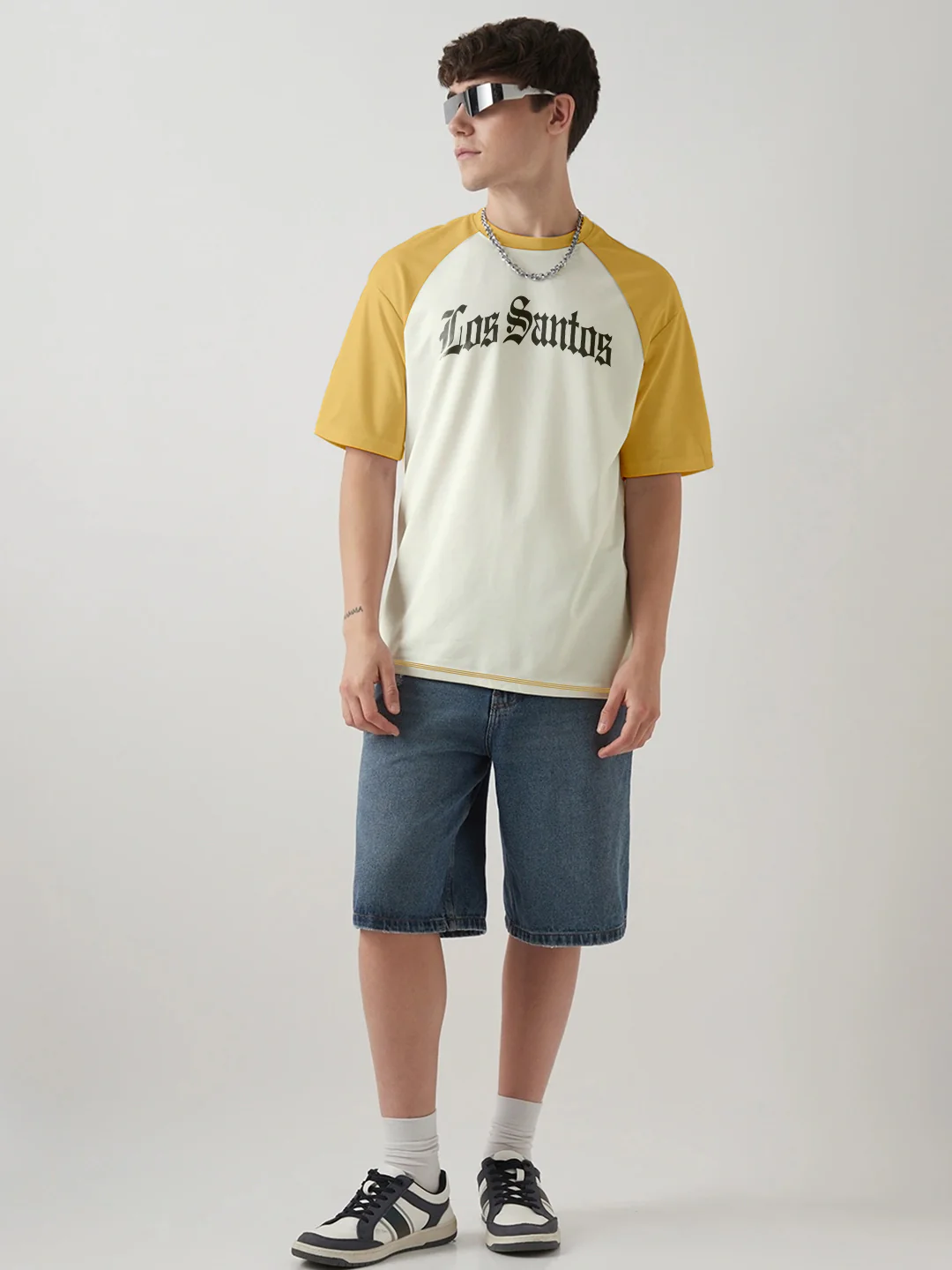 Los Santos Oversized T-Shirt - Off white & Yellow - Image 3